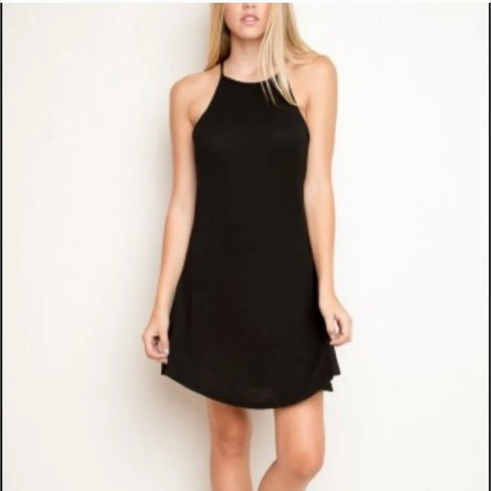Lot of (2) Brandy Melville summer dresses Bundle S/ M Black Striped Ribbed knit
